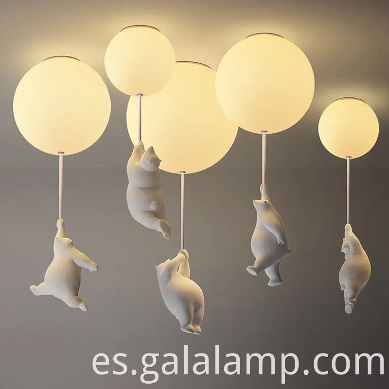 Luz colgante de LED de oso nórdico moderno para habitaciones para niños